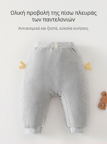 Άνετα βαμβακερά παιδικά παντελόνια pull-on, ζωικό μοτίβο, μεσαία μέση, άνοιγμα καβάλου