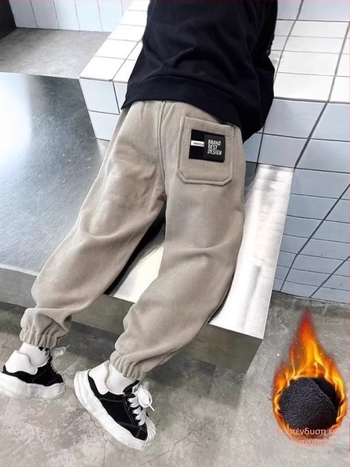 Παιδικά παντελόνια σε κορεατικό στυλ, casual, από ύφασμα twill και πολυεστέρα, μεσαίας μέσης, μονοχρωματικό σχέδιο, φθινόπωρο