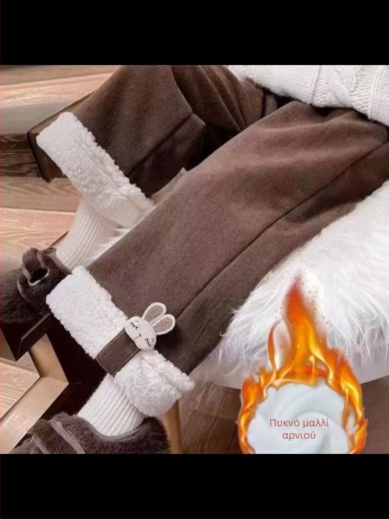 Παιδικά παντελόνια με fleece επένδυση για φθινόπωρο-χειμώνα 2025, μοντέρνες φαρδιές γραμμές με ίσια κοπή για κορίτσια