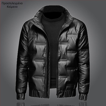 Ανδρικό μπουφάν από βαμβάκι με επένδυση φλίς, κουκούλα, φερμουάρ, μακρύ μήκος