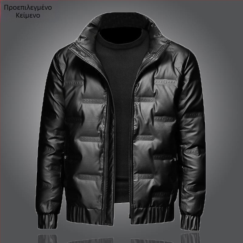 Ανδρικό μπουφάν από βαμβάκι με επένδυση φλίς, κουκούλα, φερμουάρ, μακρύ μήκος