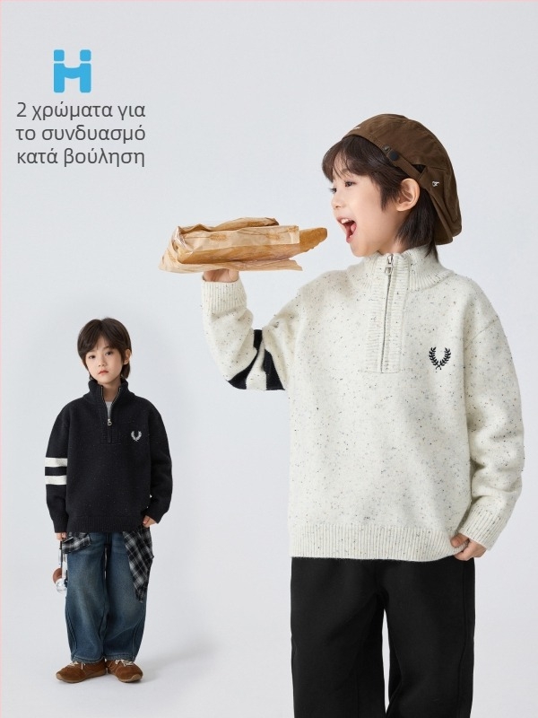Παιδικό πουλόβερ Arctic fleece, κορεατικού στυλ με ψηλή λαιμόκοψη, για αγόρια, Χειμώνας 2025, για παιδιά 8+ ετών