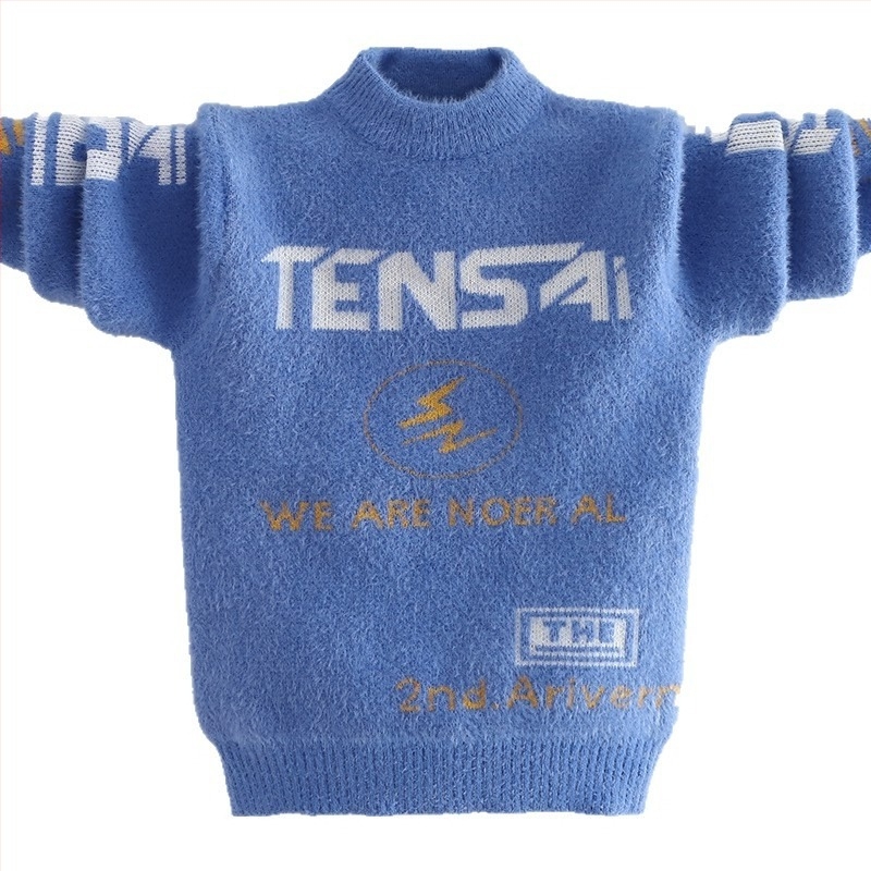 Παιδικό πουλόβερ για αγόρια, παχύ χειμωνιάτικο πλεκτό με ψηλό γιακά, μακριά μανίκια, για ηλικίες 3–8 ετών