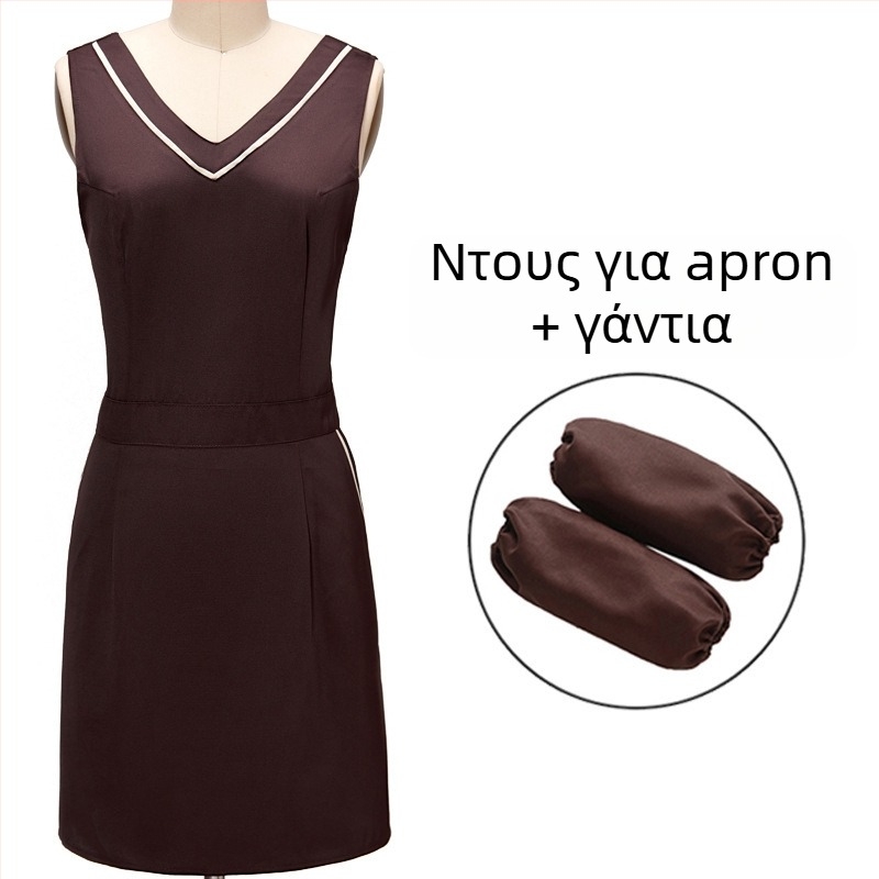 Σετ τριών μερών ποδιά με καπέλο, χωρίς μανίκια, με λογότυπο εκτύπωσης, αντιλερωτικό, απλό στυλ; κατάλληλο για ομορφιά, μαμά-παιδί, ζαχαροπλαστική, καταστήματα φρούτων