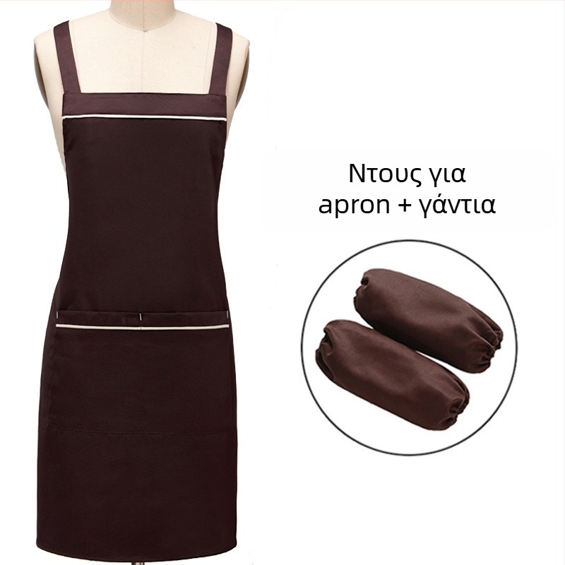 Σετ τριών μερών ποδιά με καπέλο, χωρίς μανίκια, με λογότυπο εκτύπωσης, αντιλερωτικό, απλό στυλ; κατάλληλο για ομορφιά, μαμά-παιδί, ζαχαροπλαστική, καταστήματα φρούτων