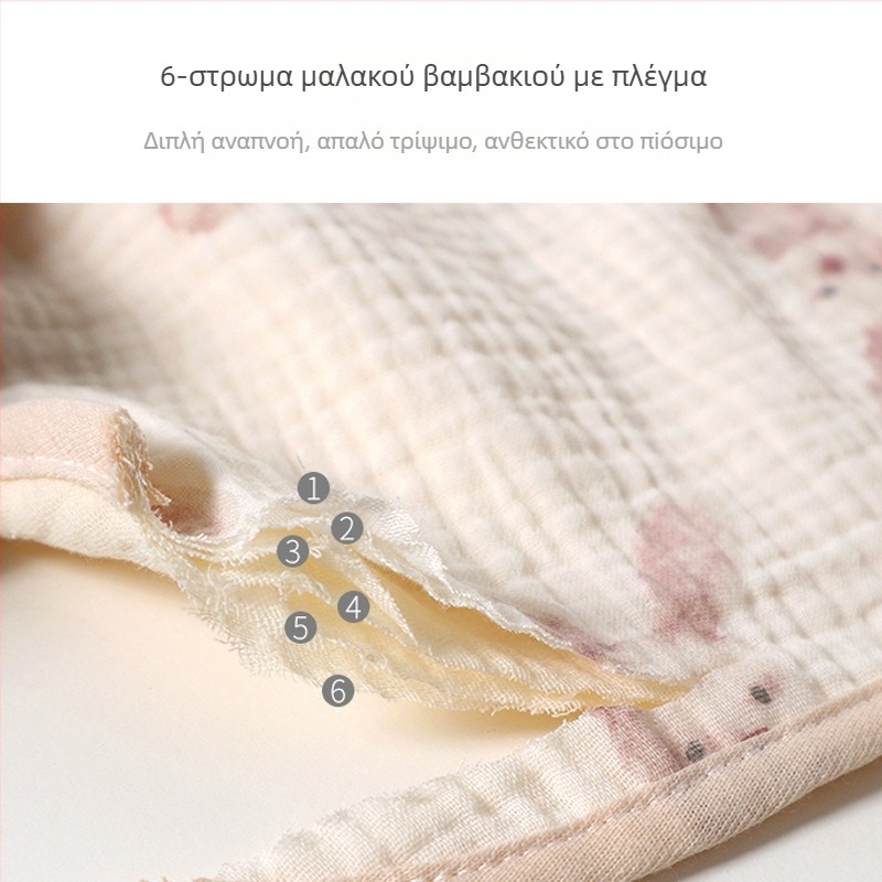 Sofflin Βρεφικό πανάκι για φαγητό – 95% βαμβάκι, Αδιάβροχο και Ανθεκτικό στους λεκέδες, 360° έξι-στρώσεων κατασκευή, Για νεογέννητα έως 3 ετών