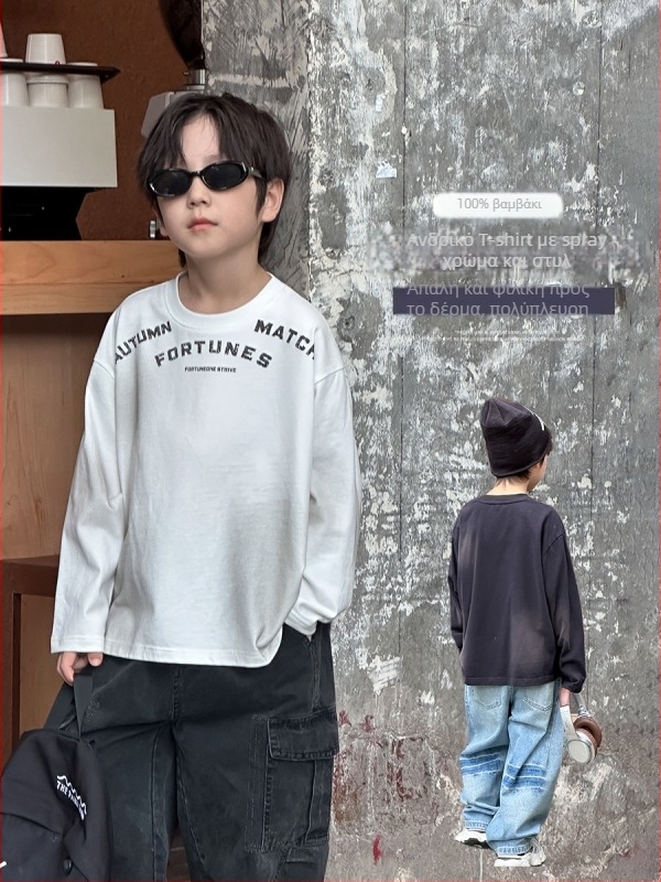 Παιδική T-shirt με μακριά μανίκια, unisex, στρογγυλός λαιμός, 100% βαμβάκι, Φθινόπωρο 2025