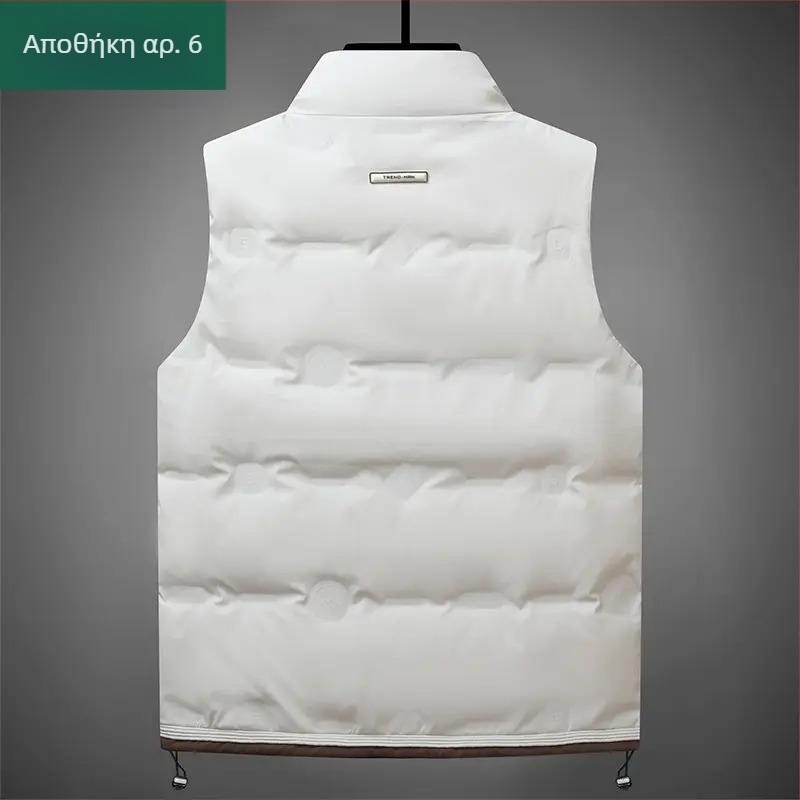 Γιλέκο με πούπουλα πάπιας λευκής, unisex, με σταθερό γιακά, χρωματικό μπλοκ, φαρδιά γραμμή, ζεστό για φθινόπωρο και χειμώνα