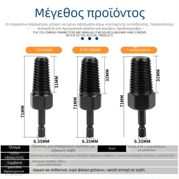 FURONGHUA εξαγωγέας σπασμένων νημάτων βρύσης – για σπασμένα νήματα σε σωληνώσεις ύδρευσης, χάλυβας 45, βρετανικού τύπου, 1 σετ