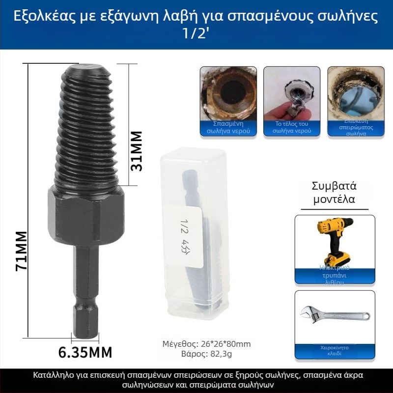 FURONGHUA εξαγωγέας σπασμένων νημάτων βρύσης – για σπασμένα νήματα σε σωληνώσεις ύδρευσης, χάλυβας 45, βρετανικού τύπου, 1 σετ