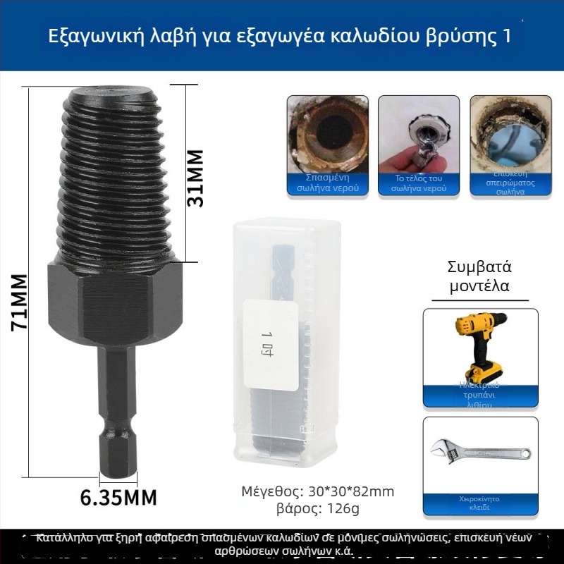 FURONGHUA εξαγωγέας σπασμένων νημάτων βρύσης – για σπασμένα νήματα σε σωληνώσεις ύδρευσης, χάλυβας 45, βρετανικού τύπου, 1 σετ