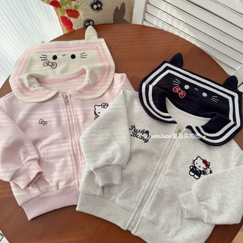 Παιδικό cardigan jacket για κορίτσια νηπιαγωγείου, σχέδιο καρτούν, βαμβακερό ύφασμα, φερμουάρ, μακριές μανίκες