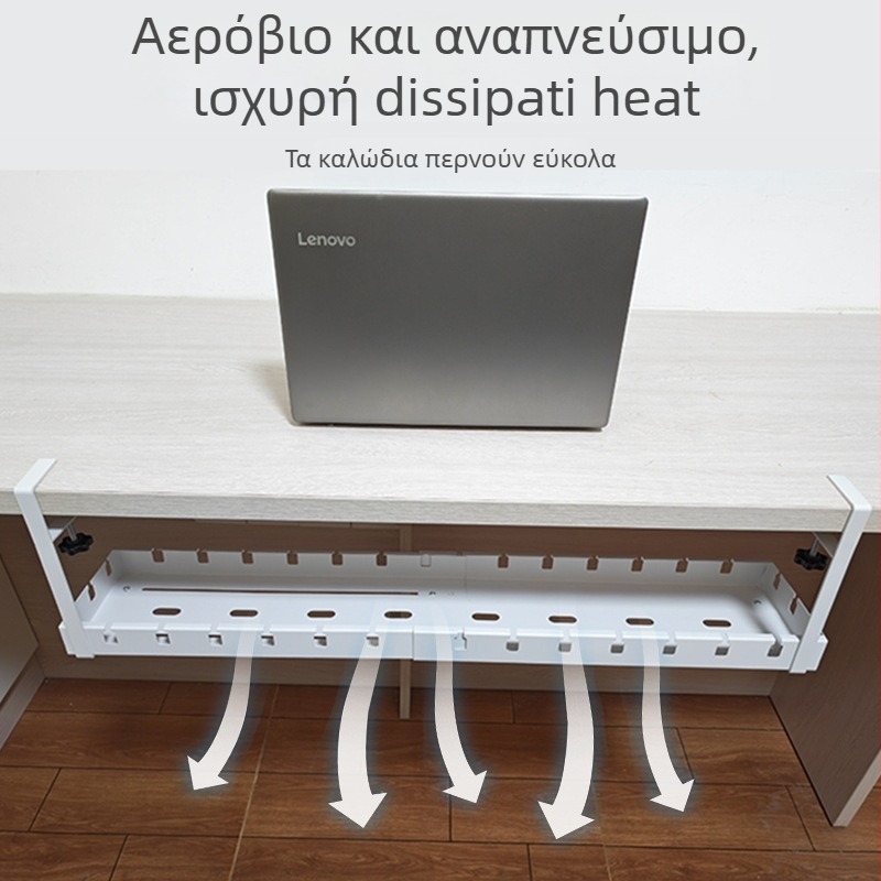 Διαχειριστής καλωδίων επιτραπέζιος με τηλεσκοπικό σχεδιασμό, χωρίς διάτρηση, οργανωτής καλωδίων από ανθρακούχο ατσάλι, σετ 30 τεμαχίων, αποθήκευση σε ένα επίπεδο