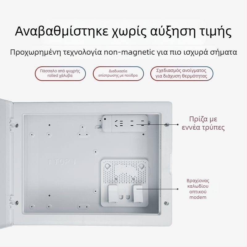 Οικιακό κουτί πληροφοριών πολυμέσων δικτύου και οπτικών ινών, εντοιχισμένο, διαστάσεις 300×400 мм