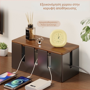 Κουτί διαχείρισης καλωδίων, μεταλλο-ξύλινος συνδυασμός, μοντέρνος μινιμαλιστικός σχεδιασμός, χωρητικότητα 1 L, μοντέλο 2224818916869638400