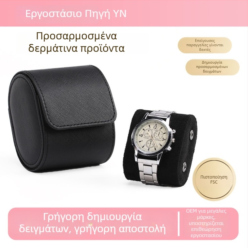 Κουτί αποθήκευσης ρολογιών σε απόθεμα, φορητό για ταξίδια, PU δέρμα και γνήσιο δέρμα, 123 θέσεις για μηχανικά ρολόγια