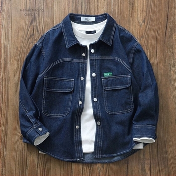 Παιδικό denim μακρυμάνικο πουκάμισο για αγόρια με διακοσμητικές ραφές, χαλαρό στυλ, για ηλικίες 3–8 ετών, φθινόπωρο 2025