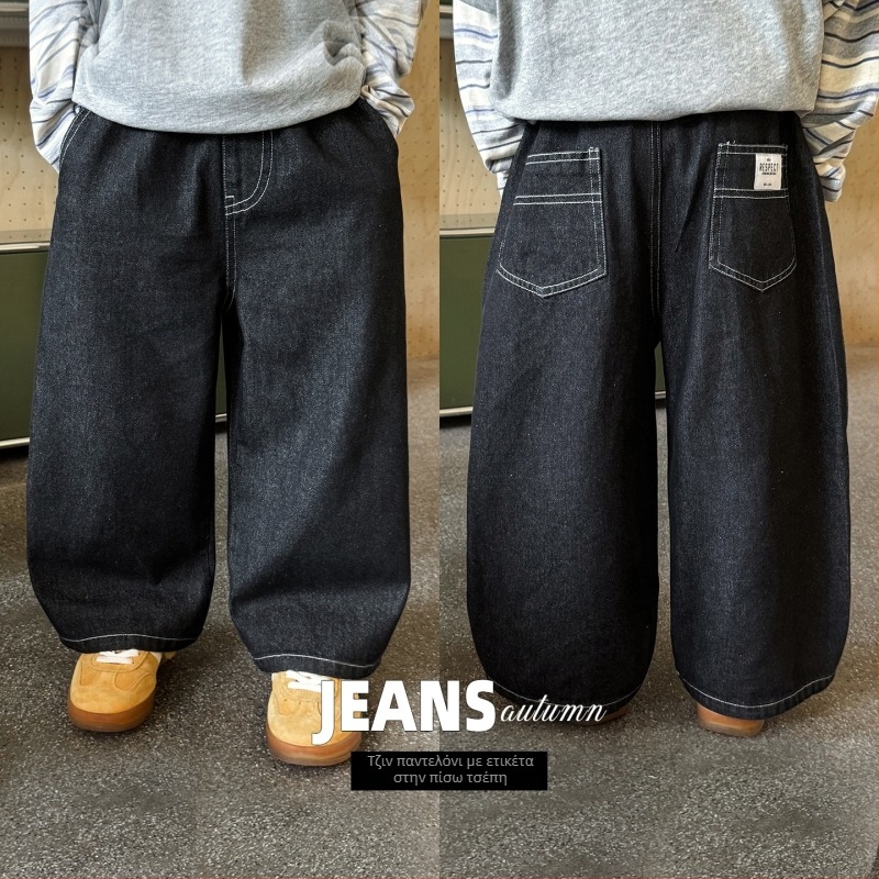 Παιδικά τζιν παντελόνια (κορεατικού στυλ, Twill denim, 90% βαμβάκι, ελαστική μέση, Φθινόπωρο 2025)
