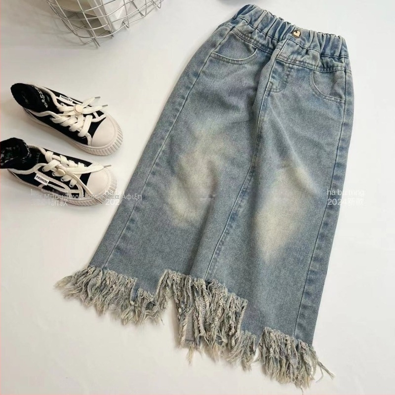 Σετ παιδικό από δύο τεμάχια με φούστα, κορεατικού στυλ, κοντά μανίκια, καλοκαιρινή ενδυμασία, απαλό ελαφρύ ύφασμα