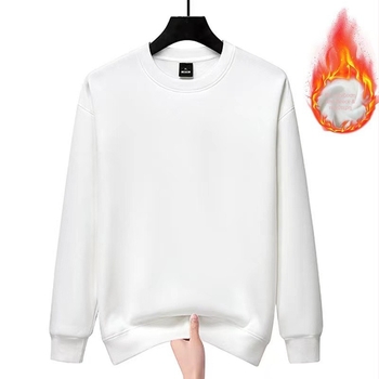 Ανδρικό φούτερ φλις από βαμβάκι, στρογγυλή λαιμόκοψη, μακριά μανίκια, χαλαρή γραμμή, χειμερινό ρούχο