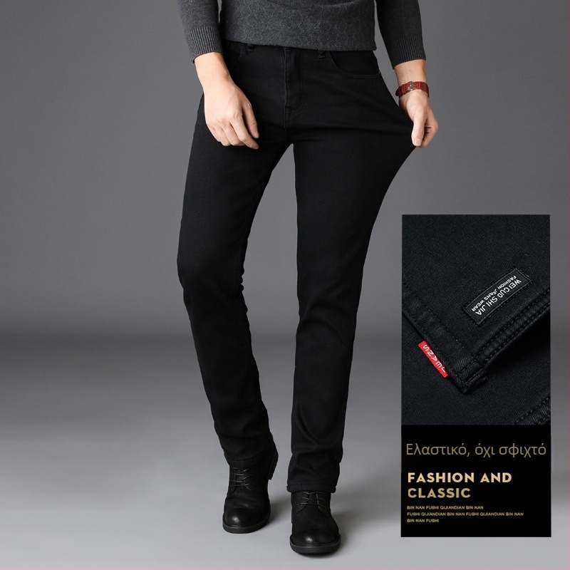 Αντρικά τζιν με fleece επένδυση, ίσια γραμμή με ελαστικότητα, φερμουάρ, μεσαία μέση, σύνθεση 68% βαμβάκι, 28.5% πολυεστέρας, 1.9% βισκόζη, 1.6% ελαστάν