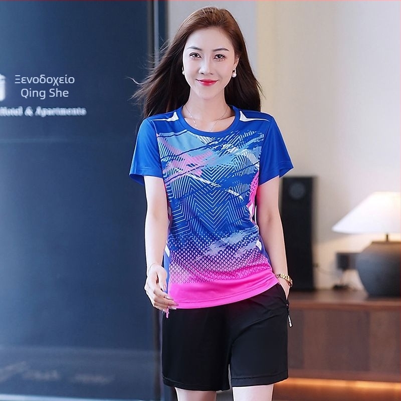 Γυναικείο Καλοκαιρινό T‑Shirt από ice silk, γρήγορο στέγνωμα, κοντό μανίκι, χαλαρή γραμμή, για τρέξιμο, γιόγκα και μπατμίντον