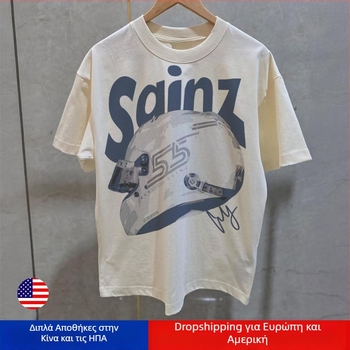 Μπλουζάκι με εκτύπωση F1 Carlos Sainz (βαμβάκι 96%+, άνετη γραμμή, στρογγυλή λαιμόκοψη, κοντά μανίκια, 180 g)