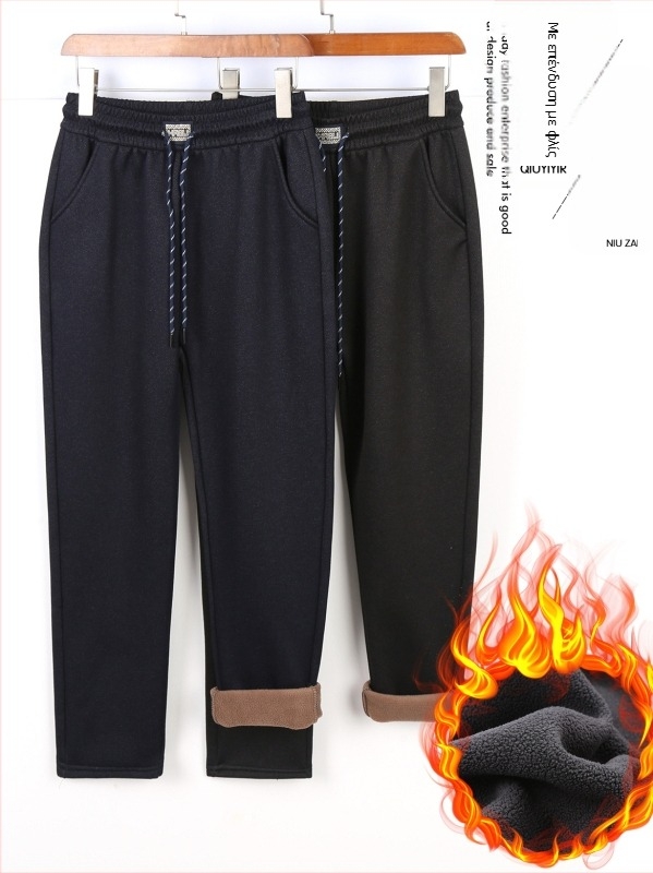 Τζιν γυναικών με επένδυση φλις — υψηλή μέση, ελαστική μέση, παχιά ευθεία γραμμή παντελονιού