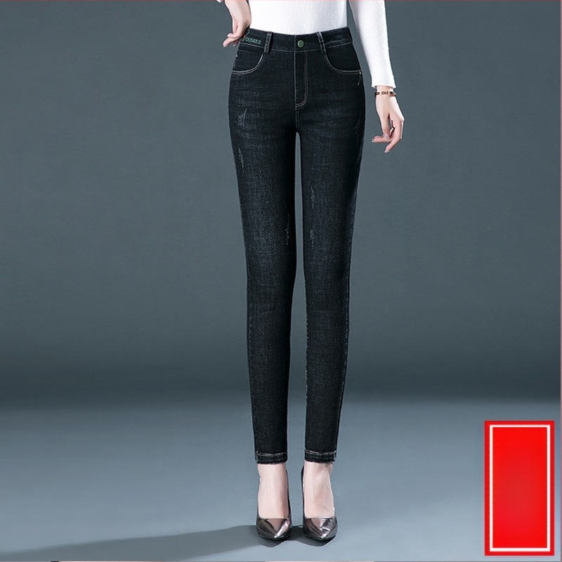 Τζιν γυναικών - Υψηλή μέση, ίσια γραμμή, ελαστικό denim, βαμβάκι 70–80% (<30% πολυεστέρας), χωρίς σιδέρωμα
