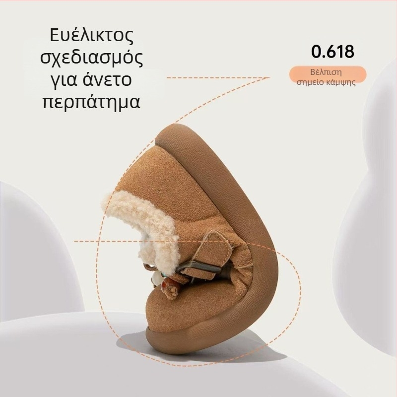 Κοριτσίστικα χειμερινά μποτάκια με επένδυση φλίς, άνω μέρος από σούπερ φίμπερ, EVA σόλα, Velcro κούμπωμα, φθινοπωρινό-χειμερινό