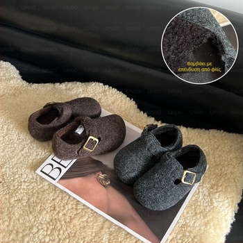 Παιδικά βαμβακερά παπούτσια, σε στυλ Birkenstock, με Velcro, φλις επένδυση, για ηλικίες 1-6 ετών