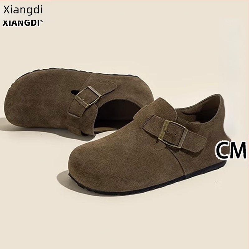 Γυναικείοι loafer με κρυφό τακούνι, slip-on, 6 cm κρυφό τακούνι, επάνω μέρος από βελούρι αγελάδας, Velcro κλείσιμο, καουτσούκ εξωτερική σόλα