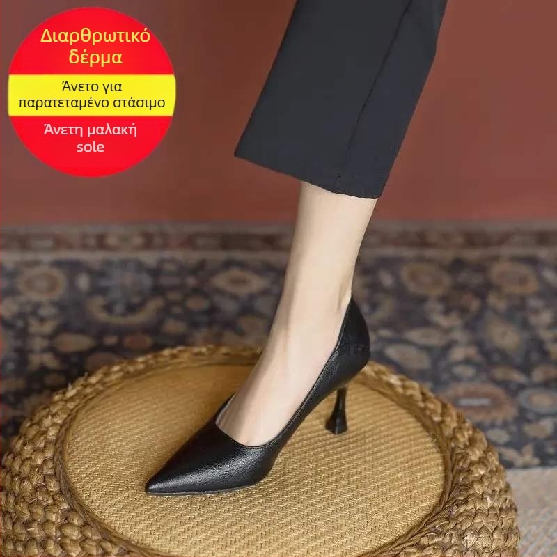 Γυναικείες γόβες από microfiber δέρμα, slip-on, χαμηλό τακούνι (<3 cm), μεσαίο ύψος επάνω, μυτερός μπροστινός, εσωτερικό microfiber, σόλα TPR, αστικός στυλ