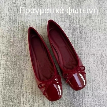 Γυναίκες καθημερινές επίπεδες παπούτσια με τετράγωνη μύτη, PU επάνω μέρος, PU πάτος, TPR σόλα, χαμηλό τακούνι 1–3 εκ