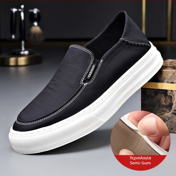 Ανδρικά καθημερινά slip-on παπούτσια από ανάλαφρο καμβά, αναπνέσιμα, με φαρδιά παχιά σόλα, άνετα loafers