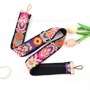 Ιμάντας τσάντας με κέντημα λουλουδιών – βαμβακερός, φαρδύς ιμάντας για διασταυρούμενη τσάντα, μάρκα Sany, άνοιξη 2025