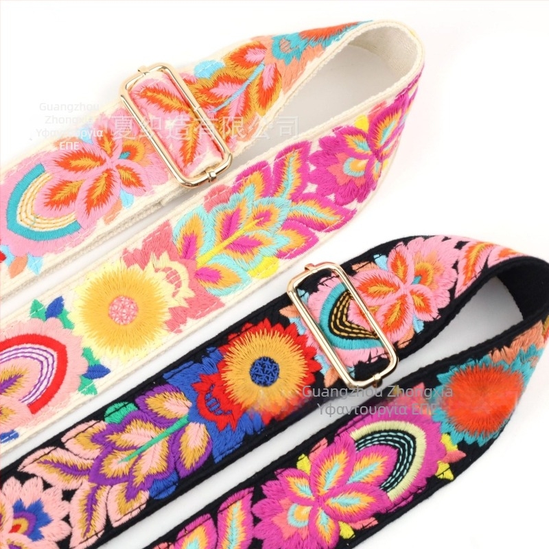 Ιμάντας τσάντας με κέντημα λουλουδιών – βαμβακερός, φαρδύς ιμάντας για διασταυρούμενη τσάντα, μάρκα Sany, άνοιξη 2025