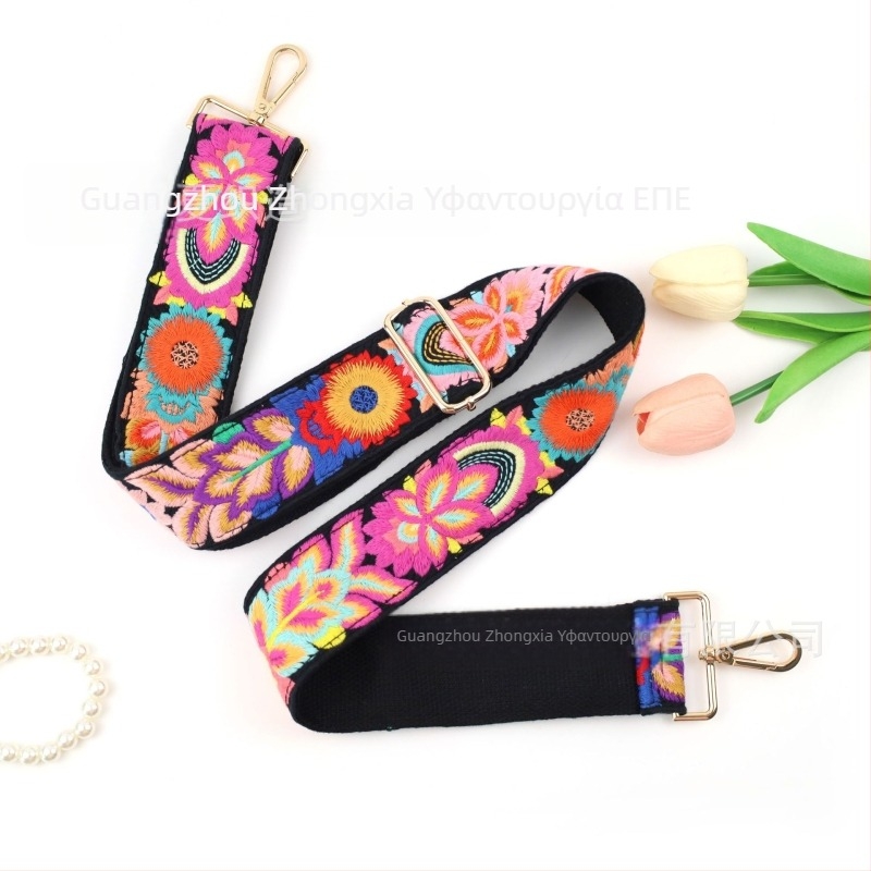 Ιμάντας τσάντας με κέντημα λουλουδιών – βαμβακερός, φαρδύς ιμάντας για διασταυρούμενη τσάντα, μάρκα Sany, άνοιξη 2025