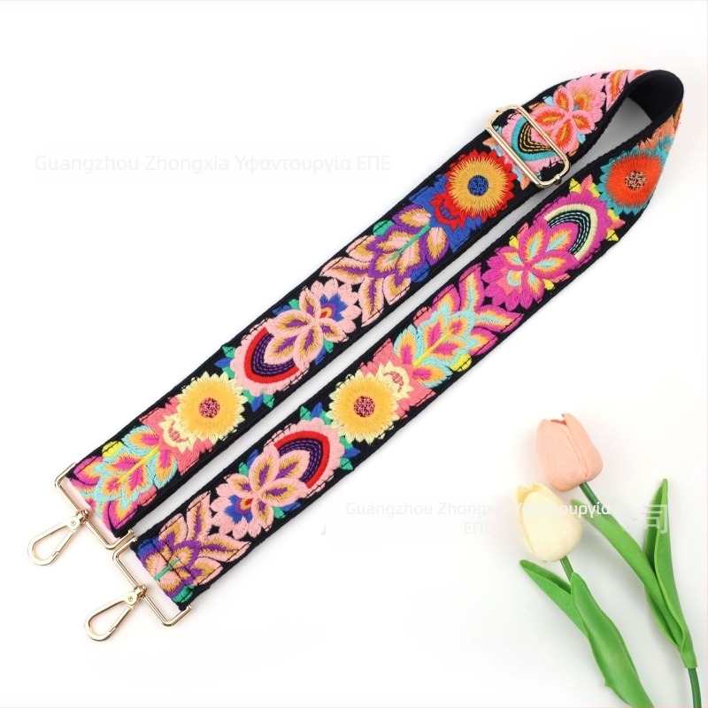 Ιμάντας τσάντας με κέντημα λουλουδιών – βαμβακερός, φαρδύς ιμάντας για διασταυρούμενη τσάντα, μάρκα Sany, άνοιξη 2025