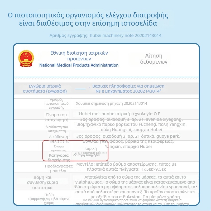 Ιατρική χειρουργική μάσκα Doctor Chu – μη υφασμένος ιστός + ύφασμα meltblown, μίας χρήσης, απαλή, μάρκα Doctor Chu