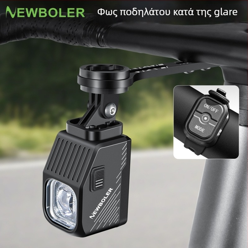 NEWBOLER Φανάρι Ποδηλάτου με Ασύρματο Τηλεχειριστήριο, Υψηλή/Χαμηλή Ακτίνα Φωτισμού με Περιορισμό Λάμψης, Κρεμαστό Κάτω από το Φανάρι, για Νυχτερινή Ποδηλασία σε Δρόμους και MTB