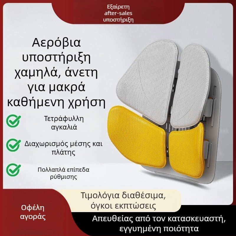 Μαξιλαράκι Υποστήριξης Οσφυϊκής Περιοχής Καρέκλας: αναπνεύσιμο δίκτυο, εργονομική υποστήριξη, πλήρωση από σφουγγάρι, κατάλληλο για όλα τα αυτοκίνητα, μινιμαλιστικό στυλ