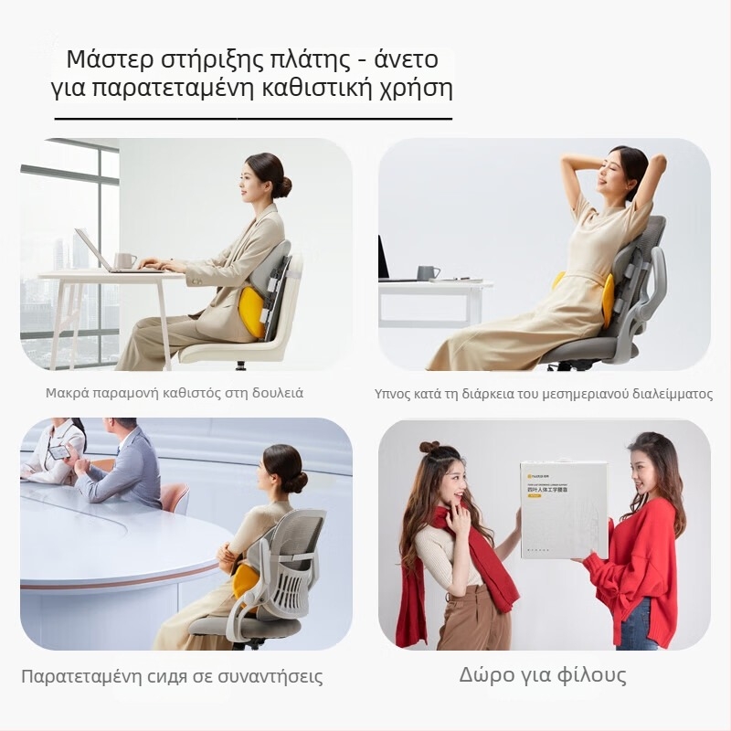 Μαξιλαράκι Υποστήριξης Οσφυϊκής Περιοχής Καρέκλας: αναπνεύσιμο δίκτυο, εργονομική υποστήριξη, πλήρωση από σφουγγάρι, κατάλληλο για όλα τα αυτοκίνητα, μινιμαλιστικό στυλ