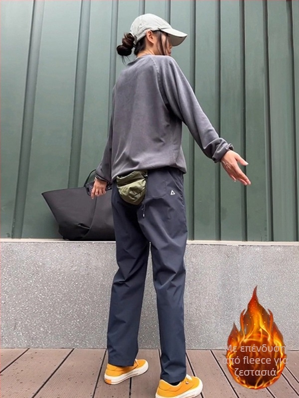 Αντιανεμικά και ζεστά λειτουργικά παντελόνια εργασίας για τον χειμώνα, ίσιο κόψιμο με φερμουάρ, μικροελαστικό ύφασμα από βαμβάκι-μπαμπού