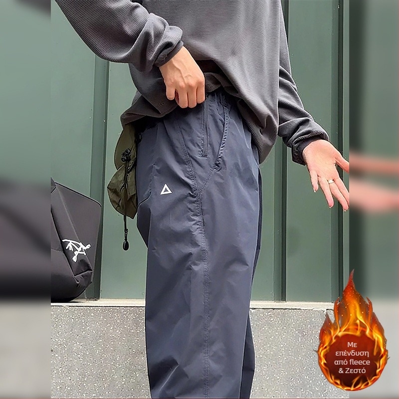 Αντιανεμικά και ζεστά λειτουργικά παντελόνια εργασίας για τον χειμώνα, ίσιο κόψιμο με φερμουάρ, μικροελαστικό ύφασμα από βαμβάκι-μπαμπού