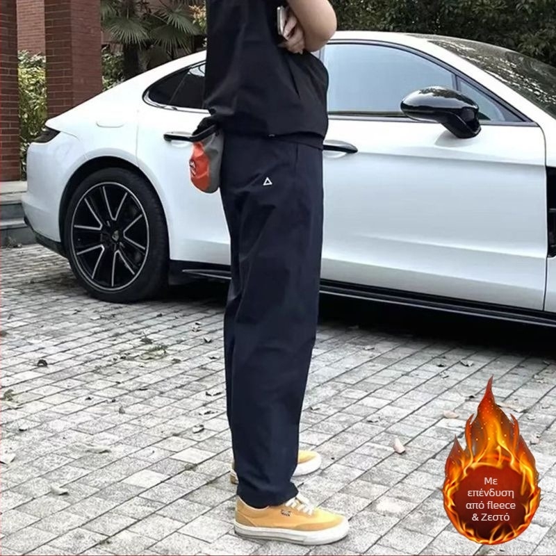 Αντιανεμικά και ζεστά λειτουργικά παντελόνια εργασίας για τον χειμώνα, ίσιο κόψιμο με φερμουάρ, μικροελαστικό ύφασμα από βαμβάκι-μπαμπού