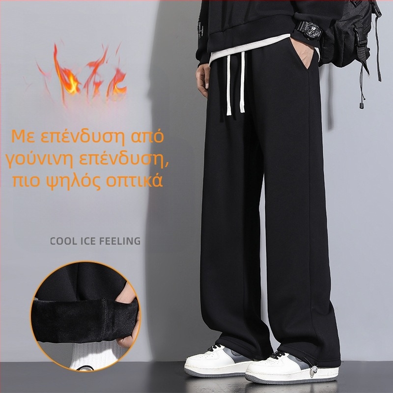 Ανδρικά βαμβακερά παντελόνια με ίσια γραμμή, μεσαία μέση, μικροελαστικότητα, χειμώνας 2024