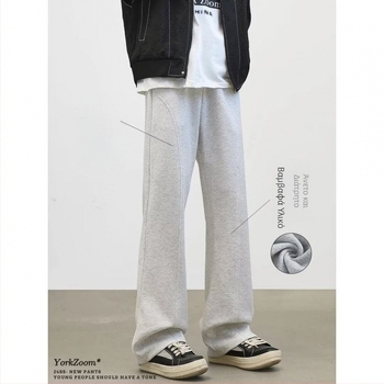 Εφηβικά παντελόνια ίσιας γραμμής με μεσαία μέση, καθημερινά αθλητικά για χειμώνα 2025, μίγμα συνθετικών ινών