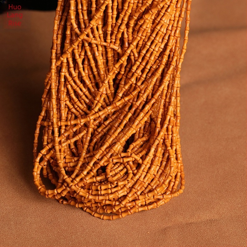 Ξύλινο βραχιόλι με 108 χάντρες και μπαμπού κόμβους για DIY αξεσουάρ και κρεμαστά για κλειδιά