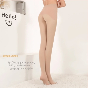 Γυναικείες καλσόν από νάιλοv με φλίς επένδυση 1200D, Apple hip σχεδίαση, χωρίς ραφή στη φτέρνα, μονόχρωμα, για φθινοπωρινή-χειμερινή χρήση